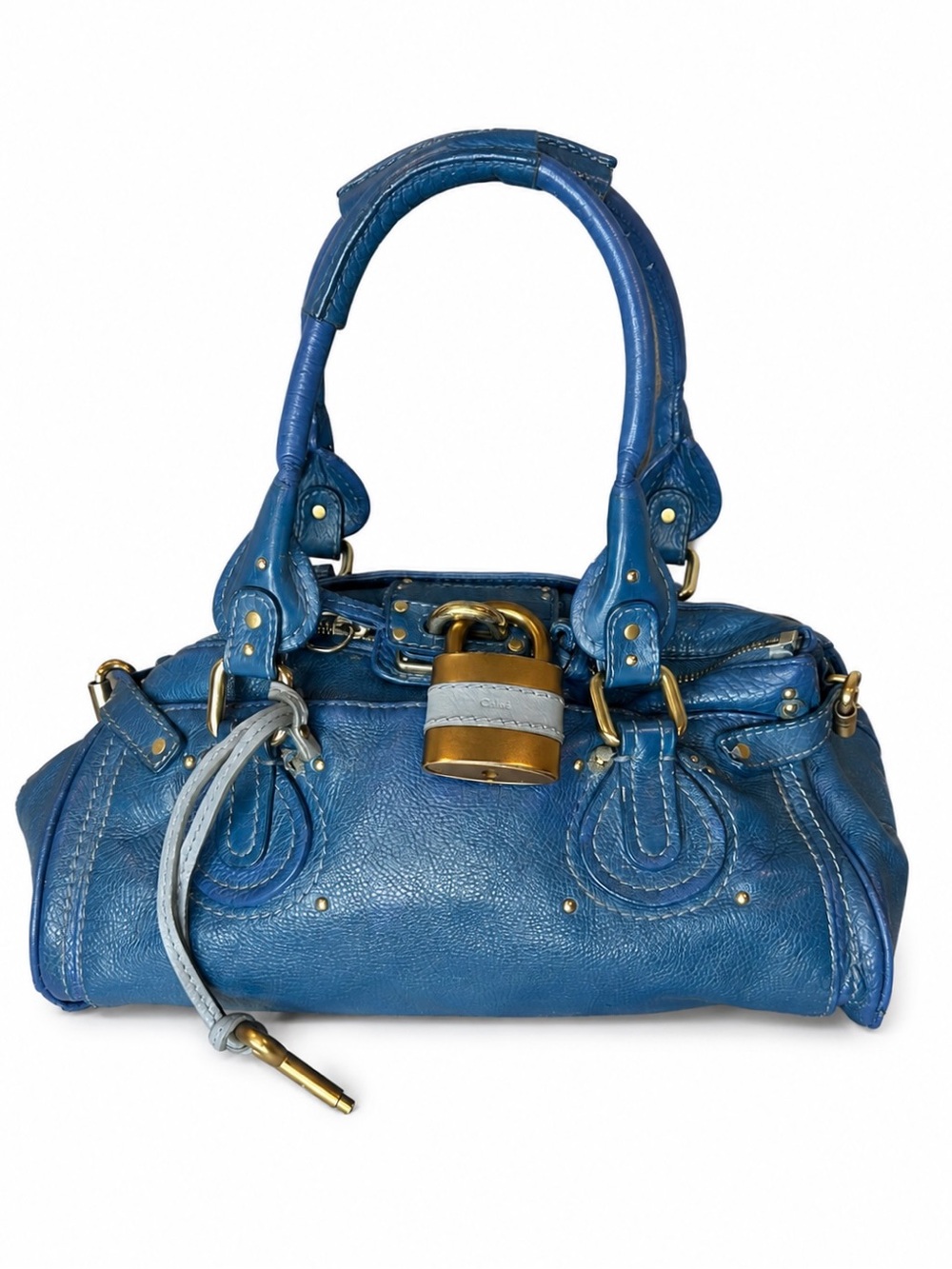 CHLOE PADDINGTON Blue Leather Bag - Lock and Key
